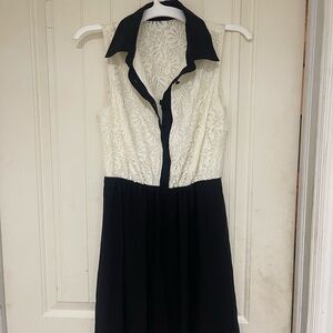 Bisou Bisou Black and Cream Lace Midi Dress